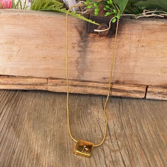 💍RUSTIC CUFF KATE FORTY EIGHT GOLD COLOR NECKLACE w/ initial “h”. ECU! - Picture 2 of 9